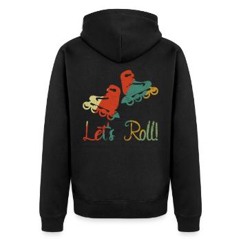 Inline Skating Rollerskates Retro Vintage - Unisex Premium Bio Zip Hoodie - Schwarz - Hinten - Nico (187cm)