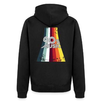 90s music 90s vintage retro - Unisex Premium Organic Zip Hoodie - black - Back - Nico (187cm)