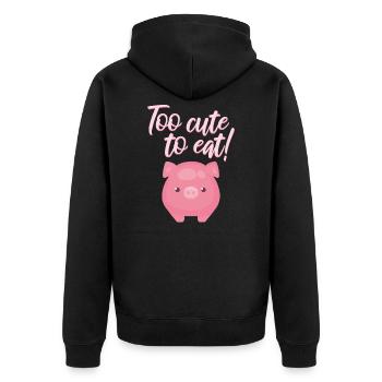Vegetarisch Schwein Vegan Spruch Vegetarier - Unisex Premium Bio Zip Hoodie - Schwarz - Hinten - Nico (187cm)