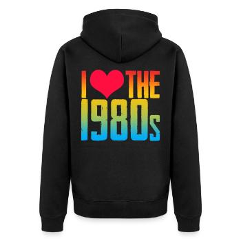 80s j'aime la musique des années 80 - Veste à capuche bio Premium Unisexe - noir - Dos - Nico (187cm)