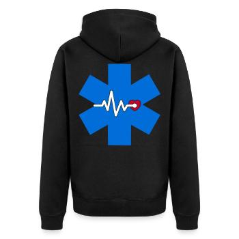 Medizin Arzt Doktor Sanitäter Rettungssanitäter - Unisex Premium Bio Zip Hoodie - Schwarz - Hinten - Nico (187cm)