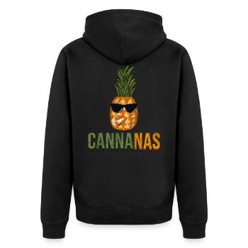 Cannabis Ananas lustig Weed Kiffer kiffen - Unisex Premium Bio Zip Hoodie - Schwarz - Hinten - Nico (187cm)