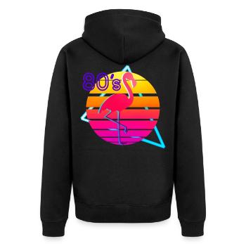 80er Jahre Musik Flamingo Retro - Unisex Premium Bio Zip Hoodie - Schwarz - Hinten - Nico (187cm)