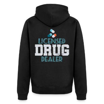 Apotheker Medikamente Apotheke lustig - Unisex Premium Bio Zip Hoodie - Schwarz - Hinten - Nico (187cm)