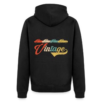 Auto vintage voiture rétro vintage - Veste à capuche bio Premium Unisexe - noir - Dos - Nico (187cm)