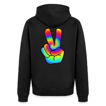 Hippie Peace Victorie signe signe de paix - Veste à capuche bio Premium Unisexe - noir - Dos - Nico (187cm)