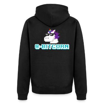 Ordinateur de jeu licorne 8 bits - Veste à capuche bio Premium Unisexe - noir - Dos - Nico (187cm)