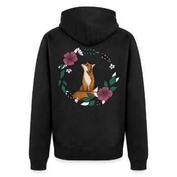 Fuchs und Blumen - Unisex Premium Bio Zip Hoodie - Schwarz - Hinten - Nico (187cm)
