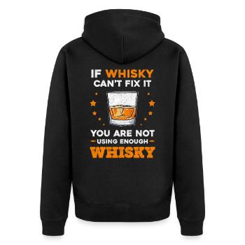 Mens Whisky Helps | Whiskey And Bourbon Lovers - Unisex Premium Bio Zip Hoodie - Schwarz - Hinten - Nico (187cm)