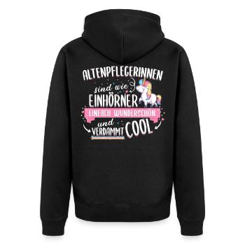 Altenpflegerin Pflegerin Altenpflege Spruch Beruf - Unisex Premium Bio Zip Hoodie - Schwarz - Hinten - Nico (187cm)
