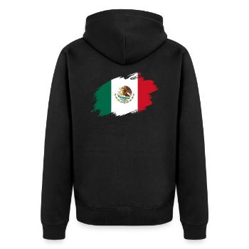 Mexiko mexikanisch Flagge Fahne Mittelamerika - Unisex Premium Bio Zip Hoodie - Schwarz - Hinten - Nico (187cm)