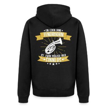 Tenor horn wind instrument tenor horn player saying - Unisex Premium Organic Zip Hoodie - black - Back - Nico (187cm)
