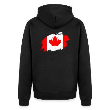 Kanada kanadisch Flagge Fahne Pinselstrich - Unisex Premium Bio Zip Hoodie - Schwarz - Hinten - Nico (187cm)