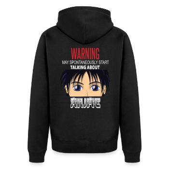 Warning May Spontaneously Start Talking Anime - Unisex Premium Organic Zip Hoodie - black - Back - Nico (187cm)