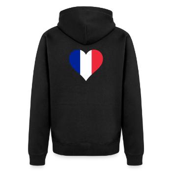 France french flag flag heart - Unisex Premium Organic Zip Hoodie - black - Back - Nico (187cm)