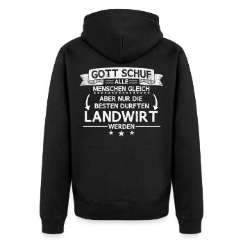 Landwirt Bäuerin Landwirtschaft Bauer Beruf Spruch - Unisex Premium Bio Zip Hoodie - Schwarz - Hinten - Nico (187cm)