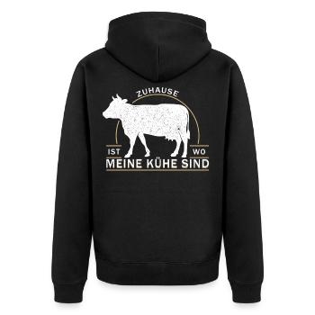 Landwirt Landwirtin Bauer Bäuerin Kuh Kühe Spruch - Unisex Premium Bio Zip Hoodie - Schwarz - Hinten - Nico (187cm)