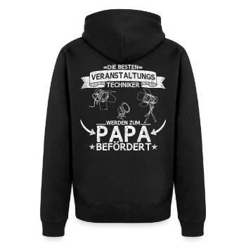 Veranstaltungstechniker Beruf Papa Spruch Vater - Unisex Premium Bio Zip Hoodie - Schwarz - Hinten - Nico (187cm)