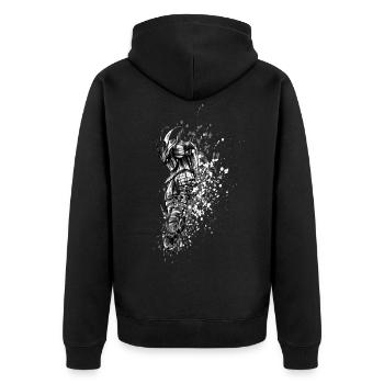 Krieger Schwert Samurai Warrior Japan Geschenk - Unisex Premium Bio Zip Hoodie - Schwarz - Hinten - Nico (187cm)