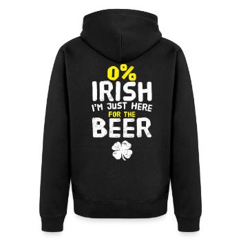 0% Irish Just Here For the Beer St. Patrick's Day - Unisex Premium Organic Zip Hoodie - black - Back - Nico (187cm)