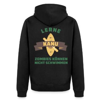 Flusskanu - Kajak - Unisex Premium Bio Zip Hoodie - Schwarz - Hinten - Nico (187cm)