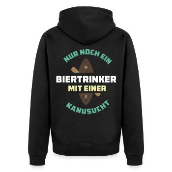 Kanusucht - Kanu - Unisex Premium Bio Zip Hoodie - Schwarz - Hinten - Nico (187cm)