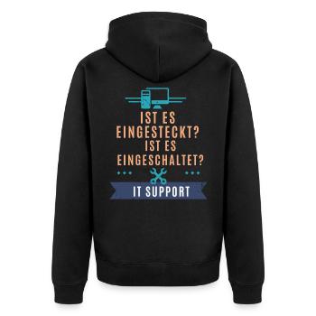 Pc Und Werkzeugsymbol - Tech Support - Unisex Premium Bio Zip Hoodie - Schwarz - Hinten - Nico (187cm)