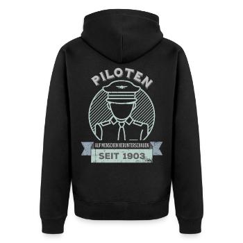 Ein Passagierflugzeugpilot In Uniform - Unisex Premium Bio Zip Hoodie - Schwarz - Hinten - Nico (187cm)