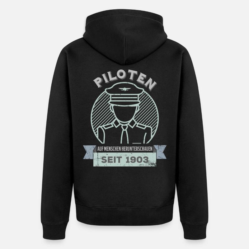 Ein Passagierflugzeugpilot In Uniform - Unisex Premium Bio Zip Hoodie - Schwarz