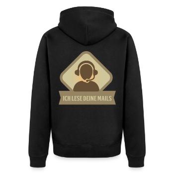 Ich Lese Deine Mails - Tech Support - Unisex Premium Bio Zip Hoodie - Schwarz - Hinten - Nico (187cm)