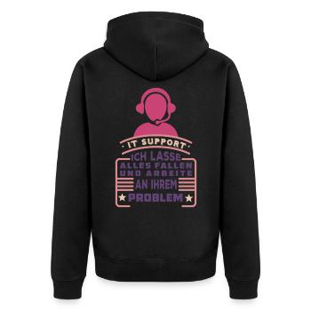 Umriss Eines Call-Center-Mitarbeiter - Unisex Premium Bio Zip Hoodie - Schwarz - Hinten - Nico (187cm)