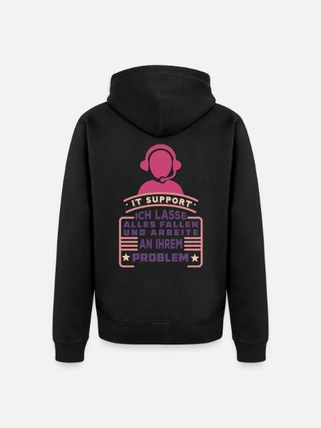 Umriss Eines Call-Center-Mitarbeiter - Unisex Premium Bio Zip Hoodie - Schwarz