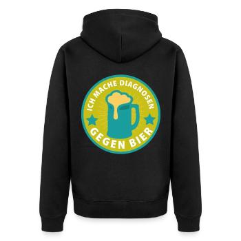 Ich Mache Diagnosen Gegen Bier - Doktor - Unisex Premium Bio Zip Hoodie - Schwarz - Hinten - Nico (187cm)