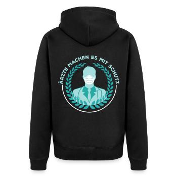 Ärzte Machen Es Mit Schutz - Arzt - Unisex Premium Bio Zip Hoodie - Schwarz - Hinten - Nico (187cm)