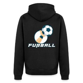 Hand Eines Torwarts Mit Fußball - Soccer - Unisex Premium Bio Zip Hoodie - Schwarz - Hinten - Nico (187cm)