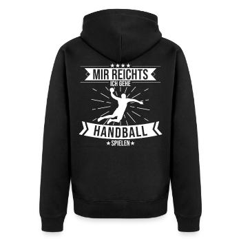 Handball Handballer Handballspieler Sport Spruch - Unisex Premium Bio Zip Hoodie - Schwarz - Hinten - Nico (187cm)
