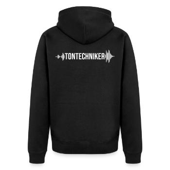 Tontechniker Tontechnik Veranstaltungstechniker - Unisex Premium Bio Zip Hoodie - Schwarz - Hinten - Nico (187cm)