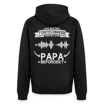 Tontechniker Tontechnik Veranstaltungstechniker - Unisex Premium Bio Zip Hoodie - Schwarz - Hinten - Nico (187cm)