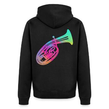 Instrument de musique à vent corne ténor cor ténor joueur corne - Veste à capuche bio Premium Unisexe - noir - Dos - Nico (187cm)