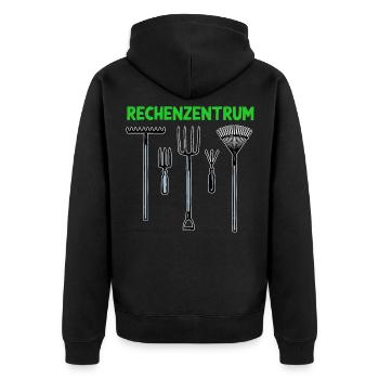 Rechenzentrum - Gärtner - Unisex Premium Bio Zip Hoodie - Schwarz - Hinten - Nico (187cm)