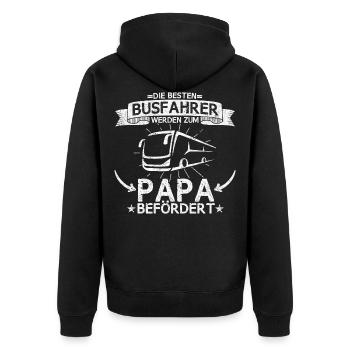 Busfahrer Bus Reisebus Fernbus Papa Beruf Spruch - Unisex Premium Bio Zip Hoodie - Schwarz - Hinten - Nico (187cm)