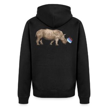 Rhinocéros d'anniversaire - Veste à capuche bio Premium Unisexe - noir - Dos - Nico (187cm)