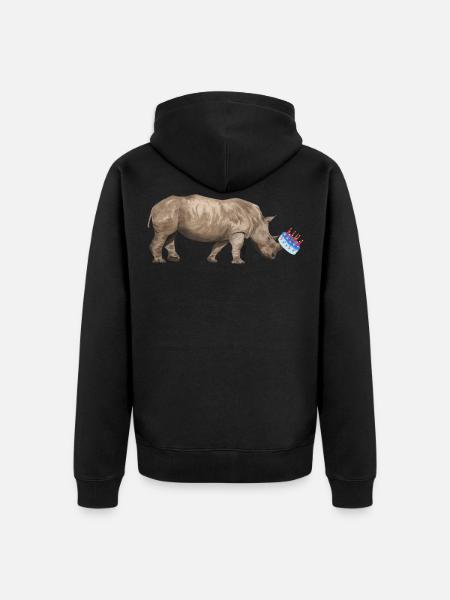 Birthday rhino - Unisex Premium Organic Zip Hoodie - black
