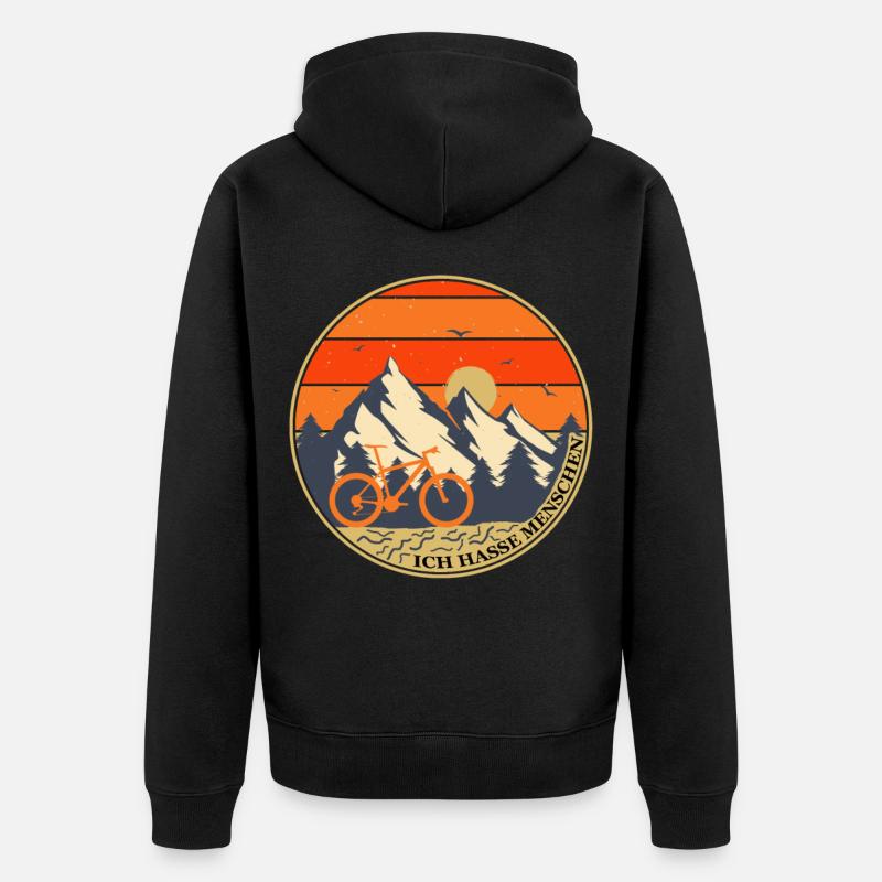 ich hasse menschen Biken | Geschenkidee - Unisex Premium Bio Zip Hoodie - Schwarz