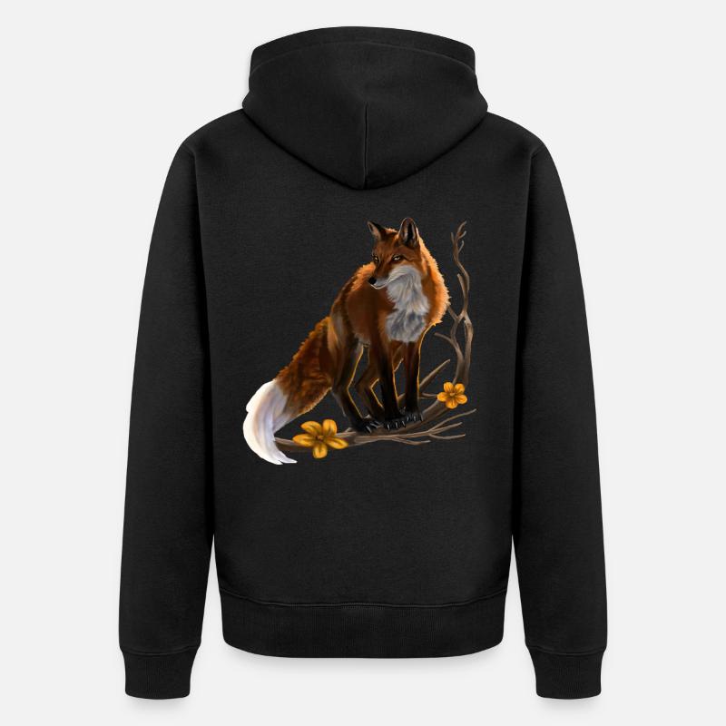 renard - Veste à capuche bio Premium Unisexe - noir