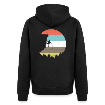 Vintage Rock Climbing - Unisex Premium Organic Zip Hoodie - black - Back - Nico (187cm)