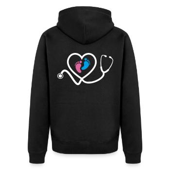 Obstetric Nurse Baby Feet - Unisex Premium Organic Zip Hoodie - black - Back - Nico (187cm)