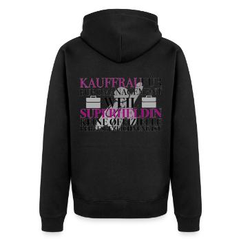 Kauffrau für Büromanagement Geschenk Spruch - Unisex Premium Bio Zip Hoodie - Schwarz - Hinten - Nico (187cm)