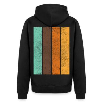 Fond de motif de rayures arc-en-ciel rétro - Veste à capuche bio Premium Unisexe - noir - Dos - Nico (187cm)
