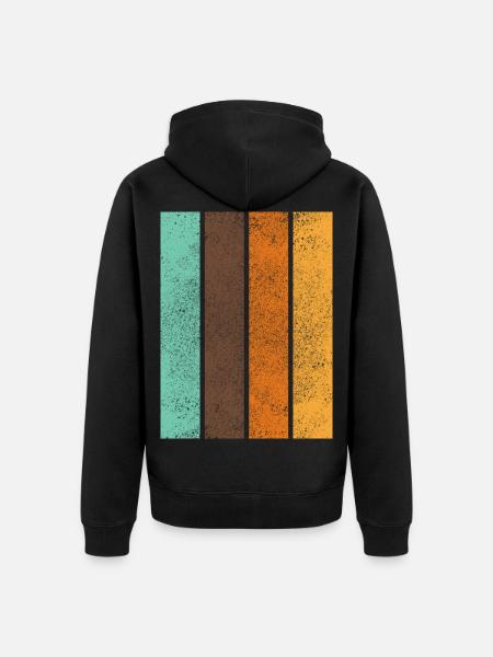 Retro rainbow stripe motif background - Unisex Premium Organic Zip Hoodie - black
